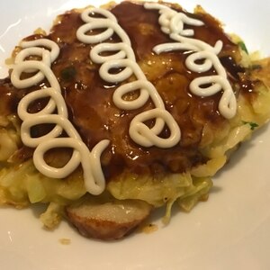 ヘルシー！竹輪と干しエビのお好み焼き